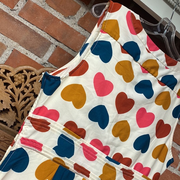 ModCloth surely sweet heart print vneck sleeveless dress side zipper cottonpoly. - Picture 12 of 13